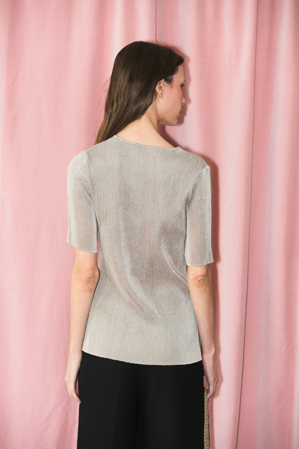 Silver Pleated Top (S-M)