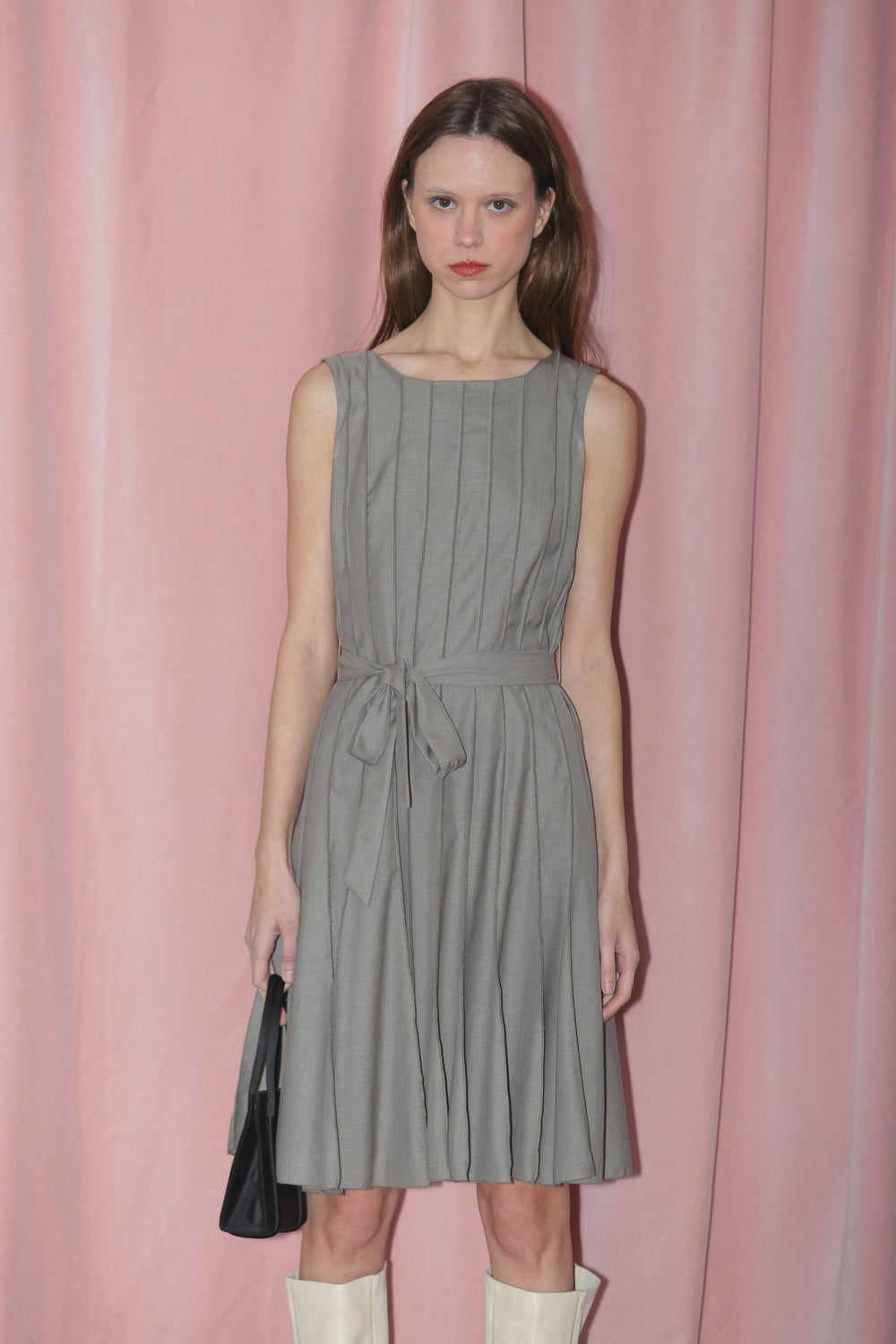 Slate Grey Pleated Dress (S)