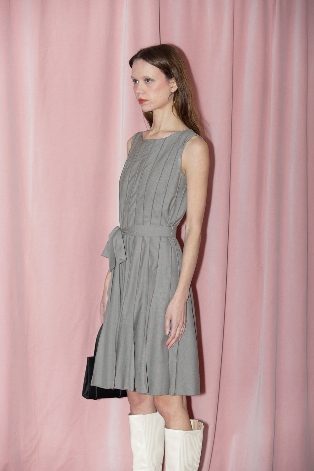 Slate Grey Pleated Dress (S)