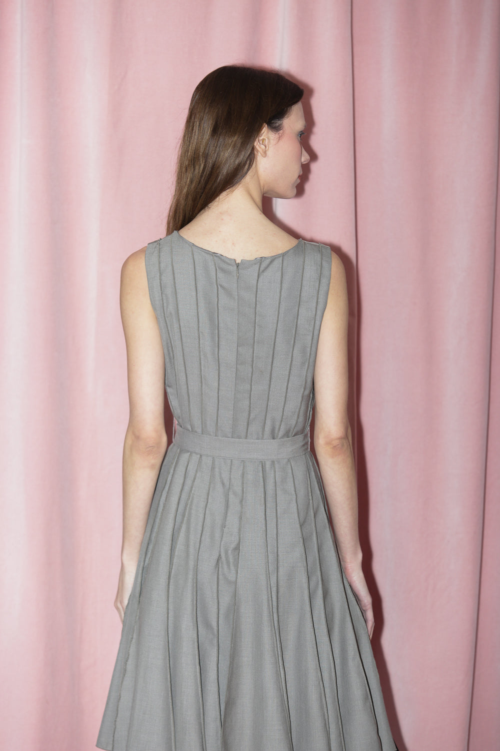 Slate Grey Pleated Dress (S)