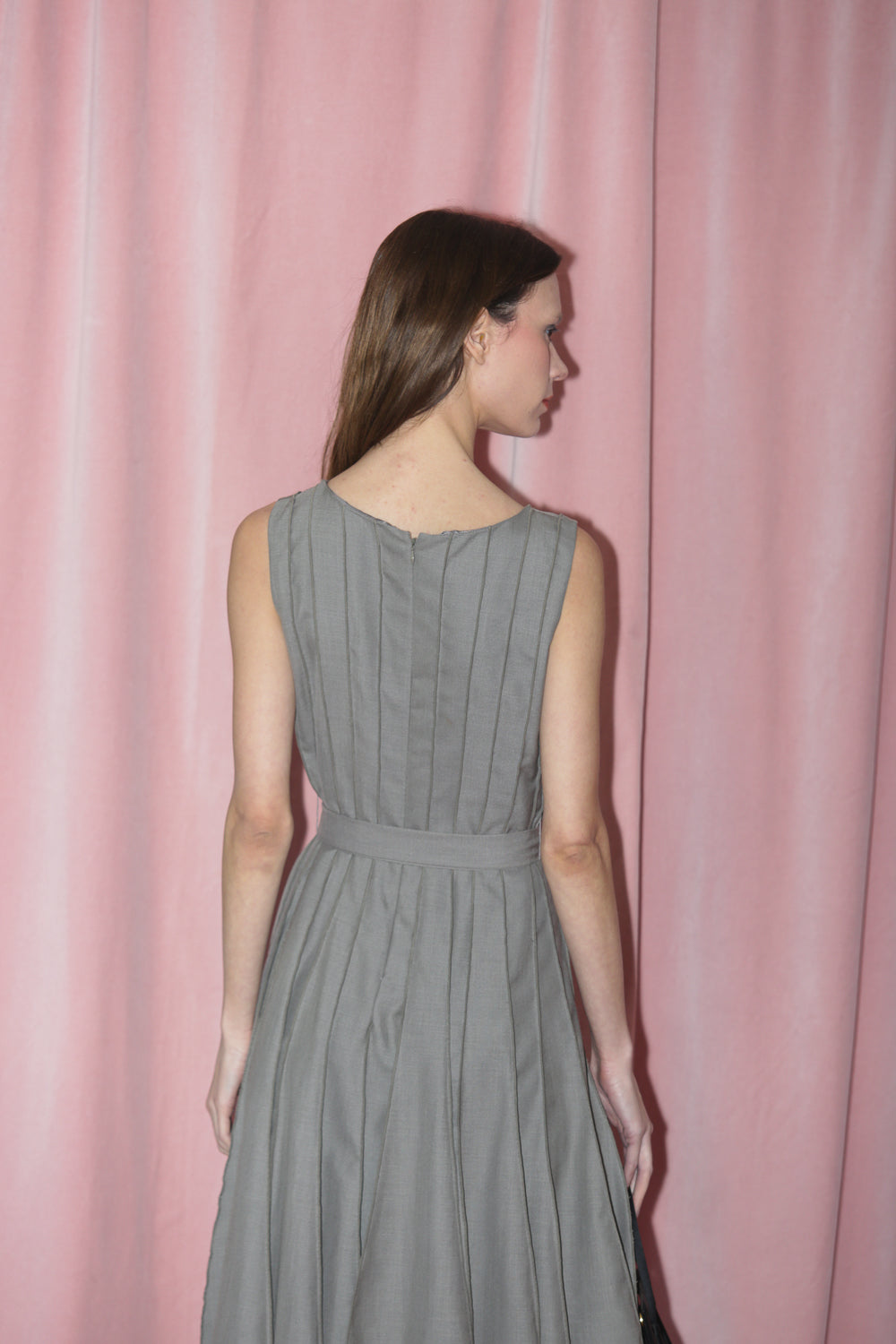 Slate Grey Pleated Dress (S)