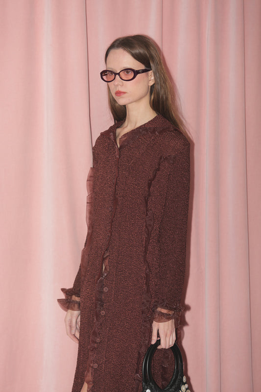 Amber Brown Ruffle Dress (S)