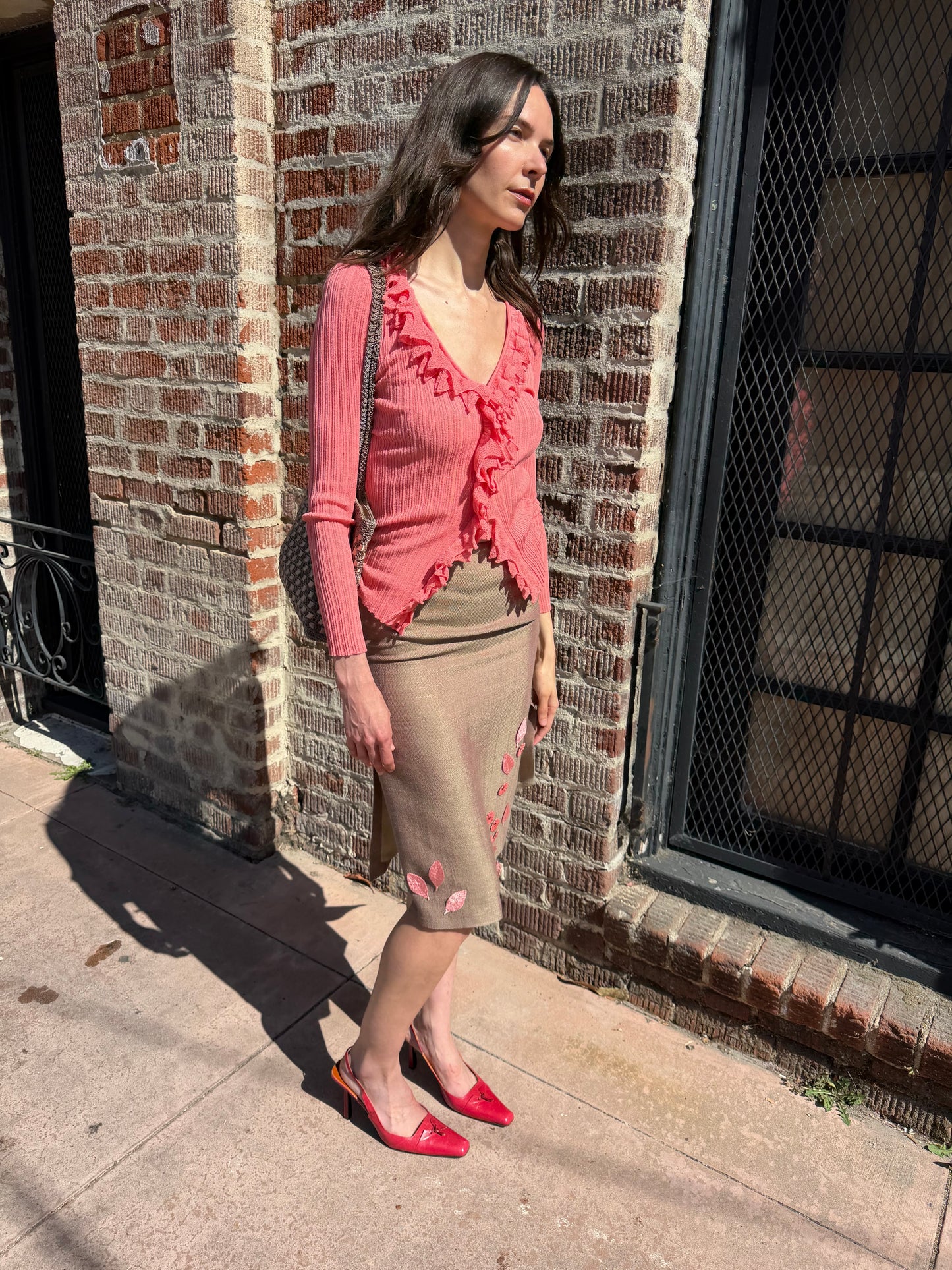 Pink Knit Ruffle Top (S)