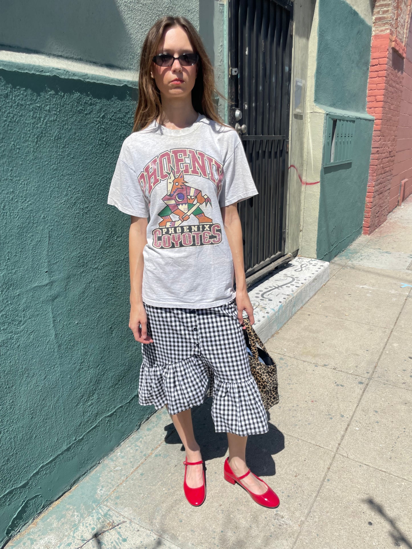 B&W Gingham Asymmetrical Skirt (S)