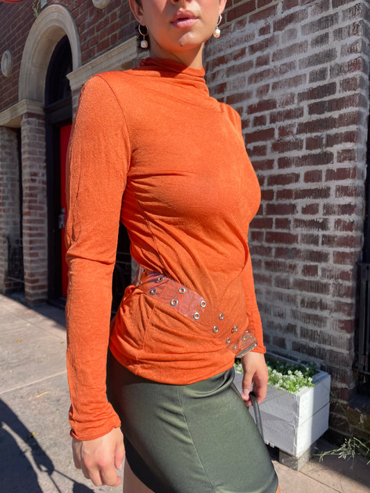 Orange Sheer Turtleneck (S)