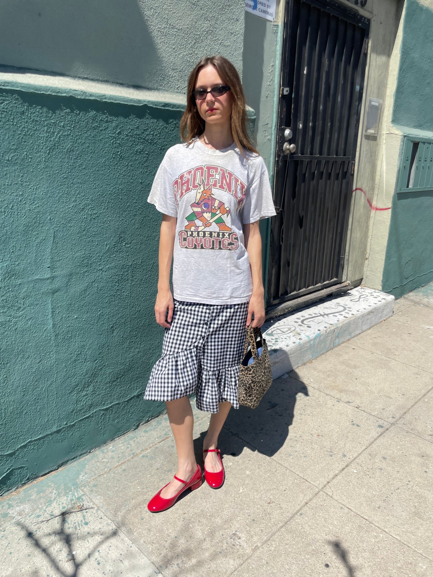 B&W Gingham Asymmetrical Skirt (S)