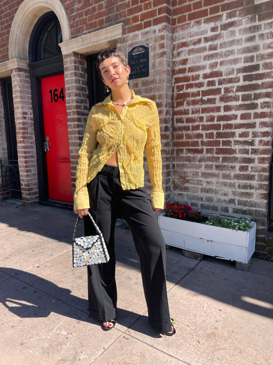 Yellow Sheer Button Down  (S)