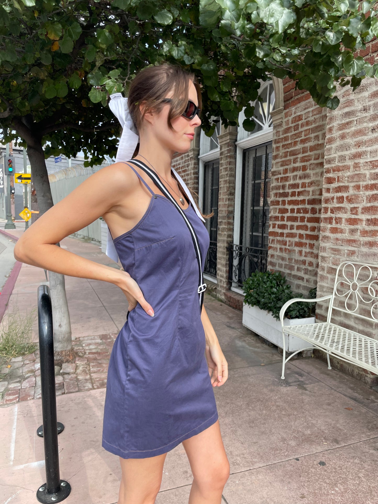 girl in navy dress