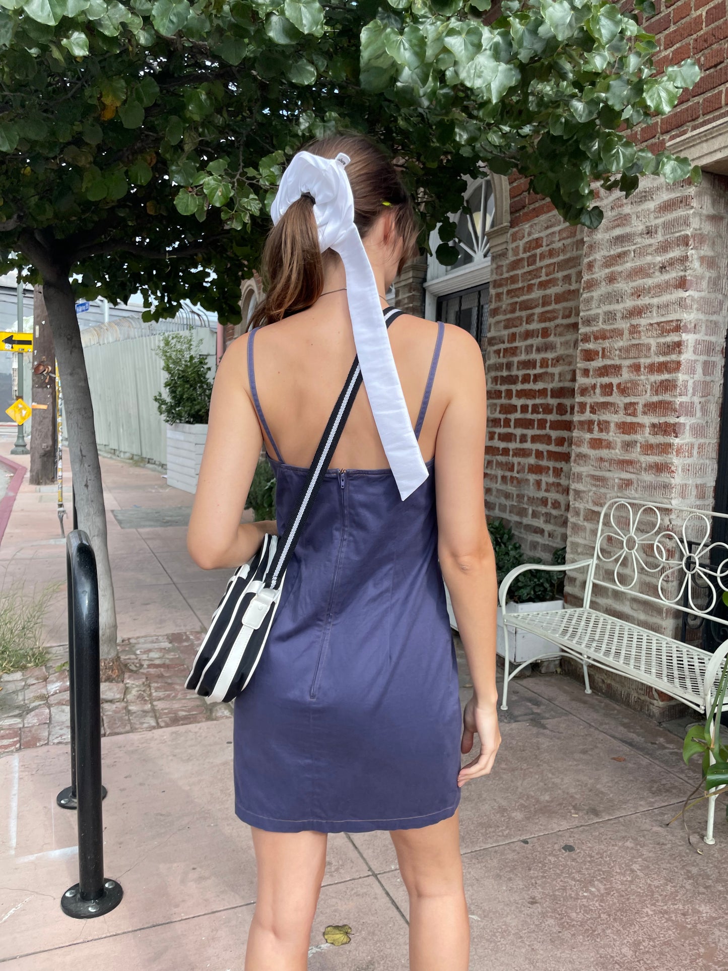 girl in navy dress