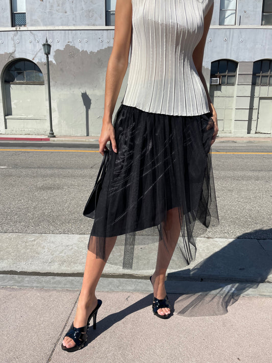 Y2K Black Tutu Midi Skirt (S)