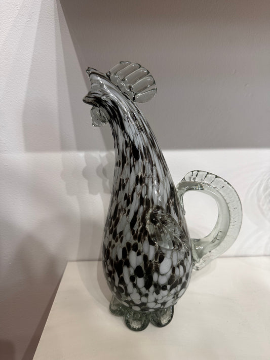 black and white rooster carafe