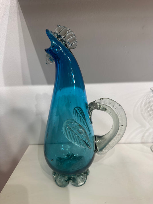 blue ombre rooster carafe