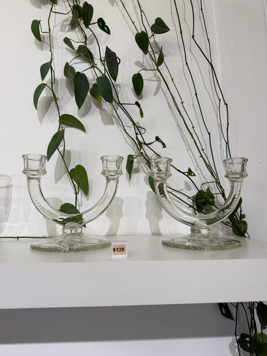 Glass Candle Holder (Set of 2)