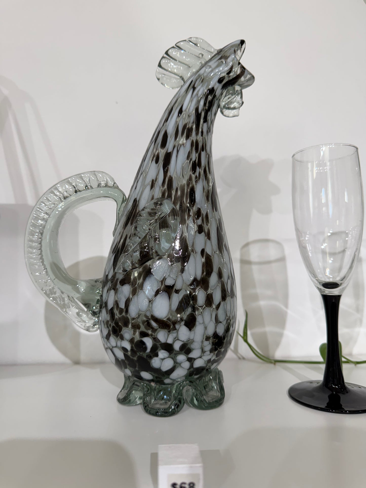 Vintage Black and White Rooster Carafe
