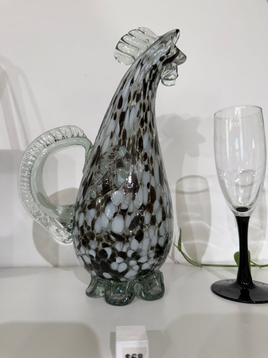 Vintage Black and White Rooster Carafe