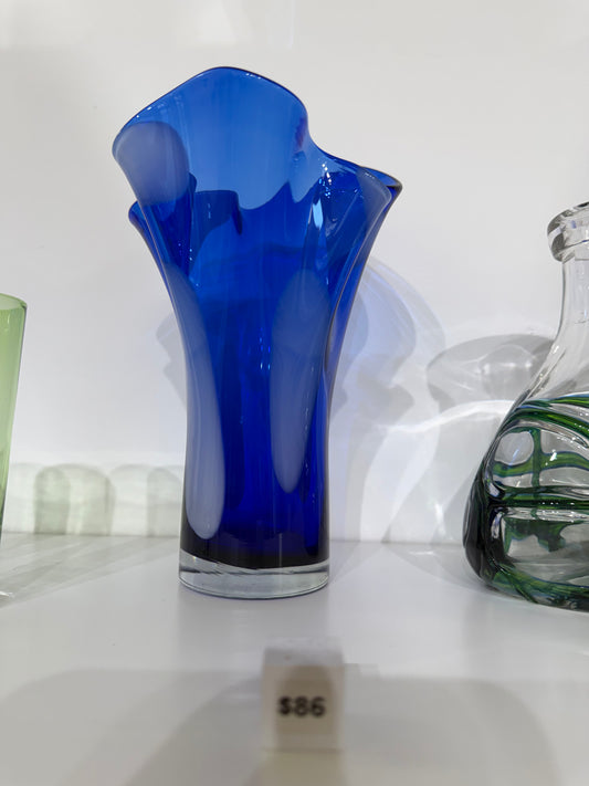 Vintage blue glass vase
