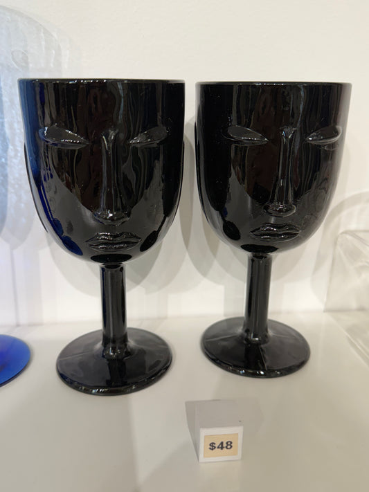 Vintage Black Wine Glass (Set of 2)