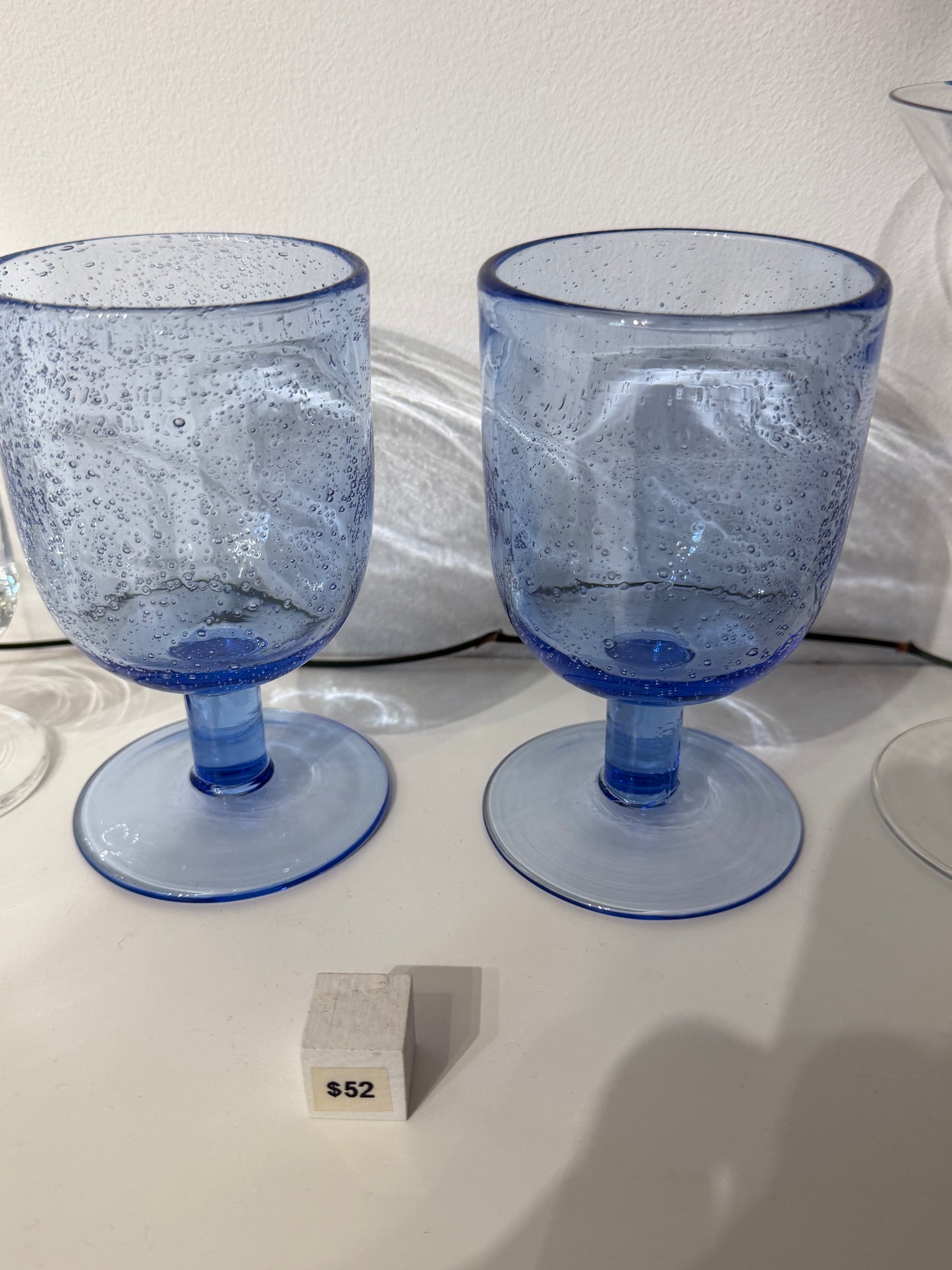 Vintage Blue Glass Wine Cup (Set of 2)