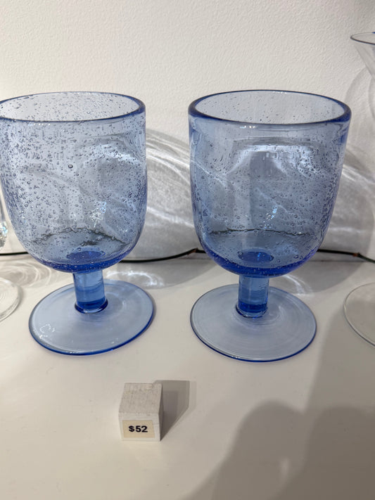 Vintage Blue Glass Wine Cup (Set of 2)