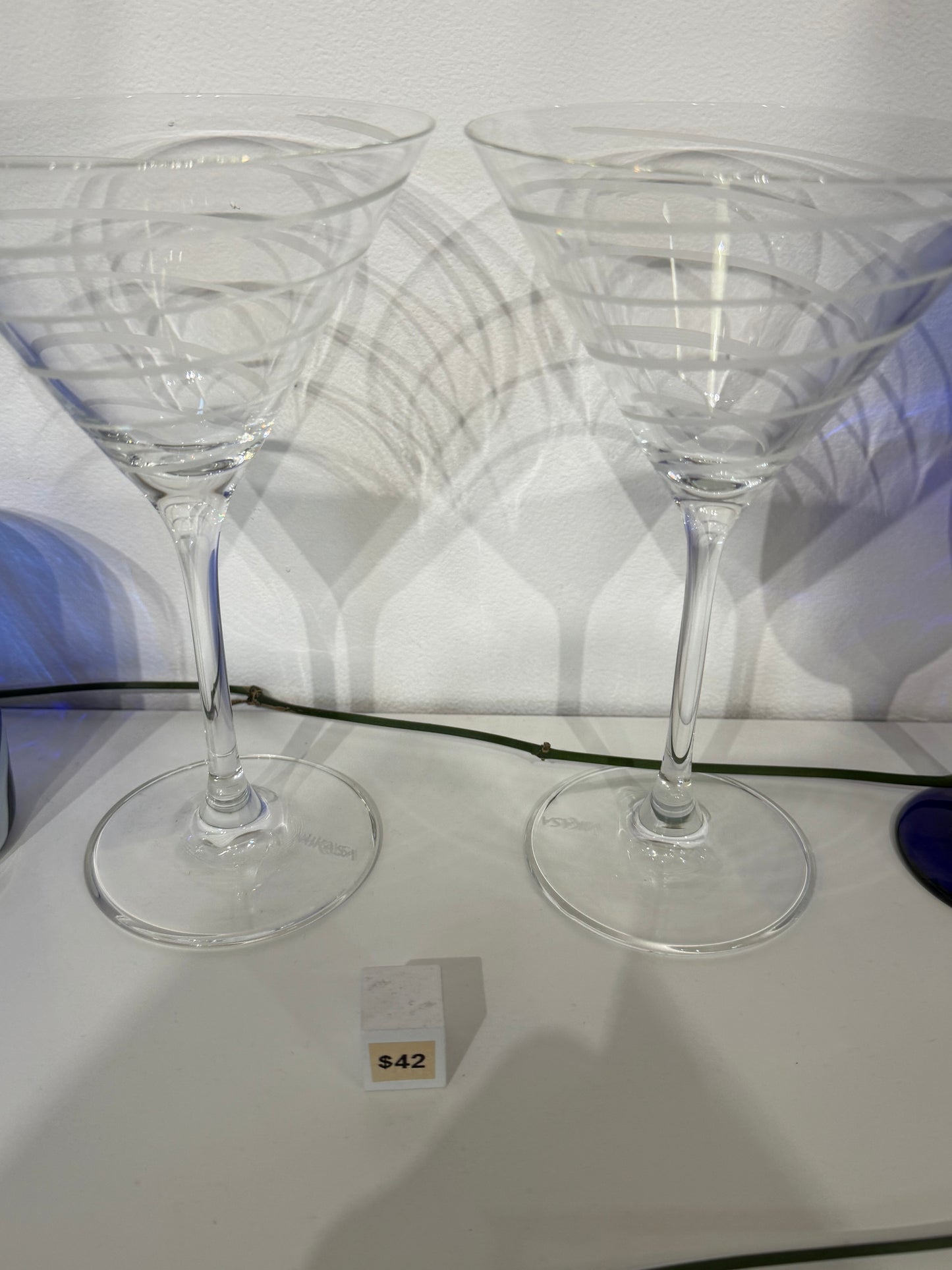 Vintage Swirl Martini Glass Set