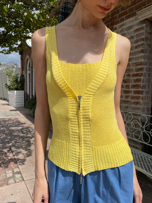 Yellow Knitted Tank Top (S)