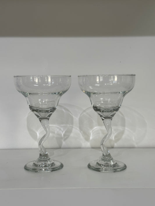 Twisted Glass Martini Glass Set