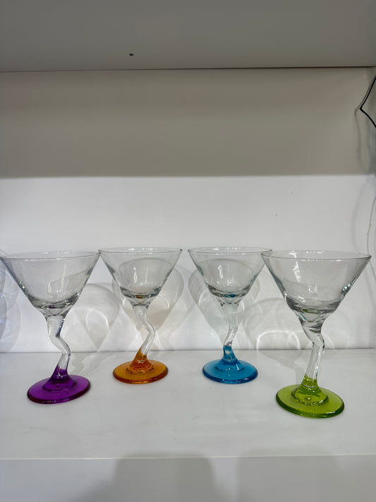 Twisted Colorful Glass Martini Glass Set