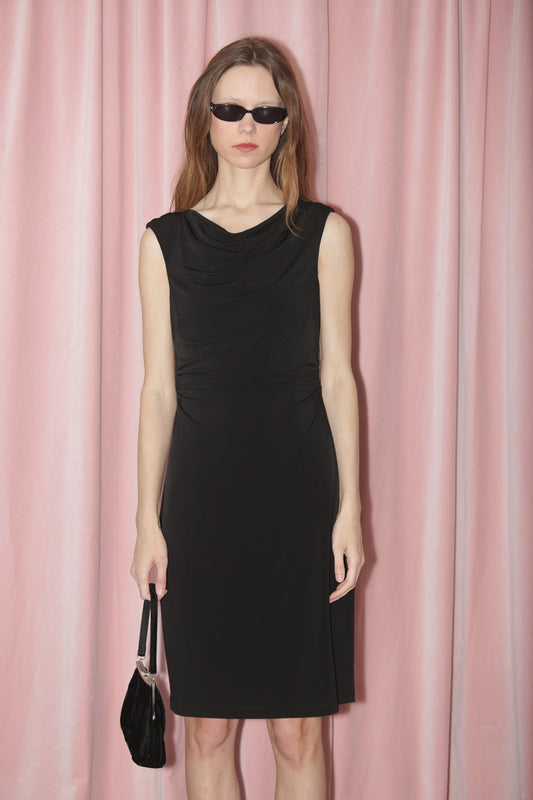 Black Sleeveless Midi Dress (S)