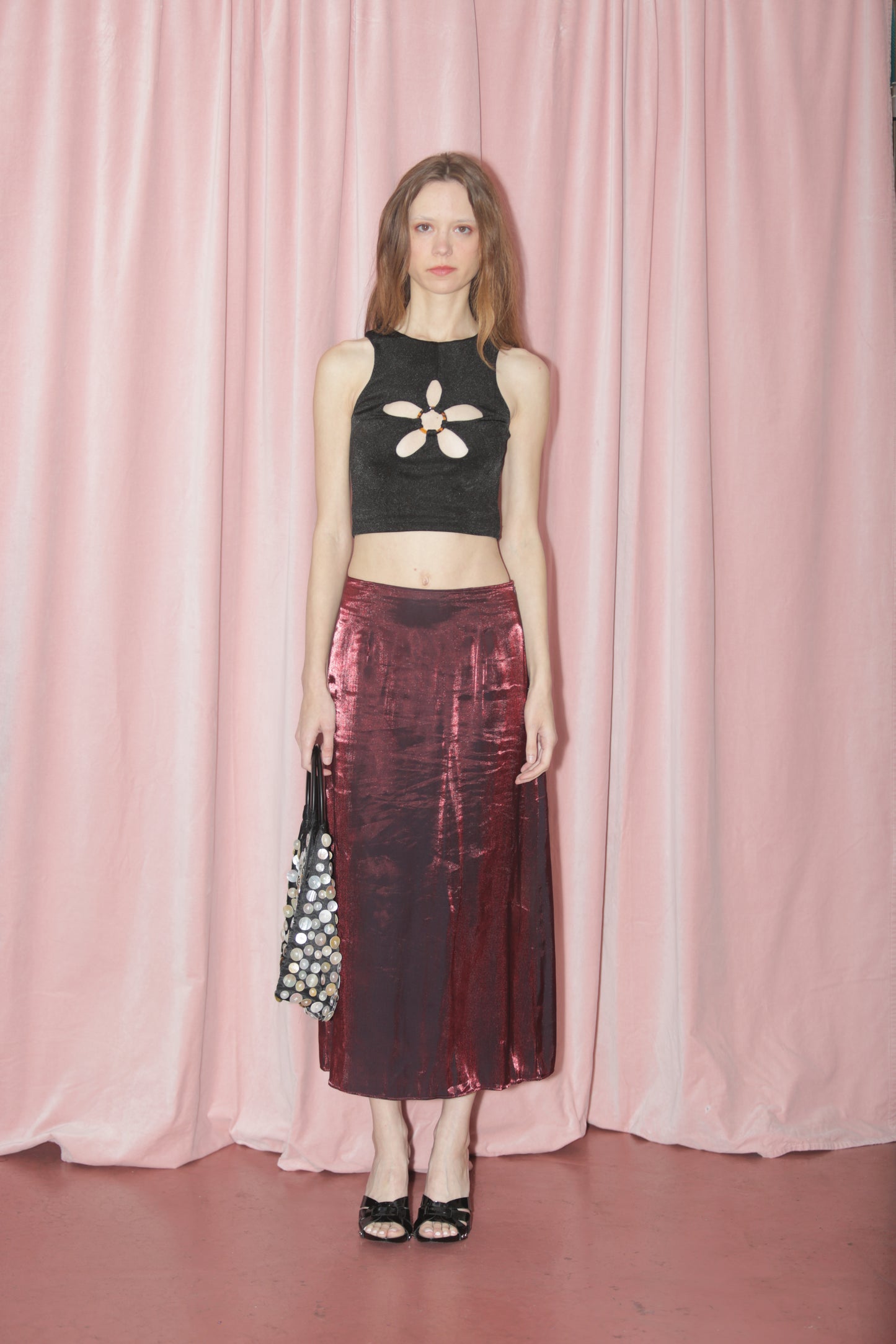 Burgundy Metallic Skirt (S)