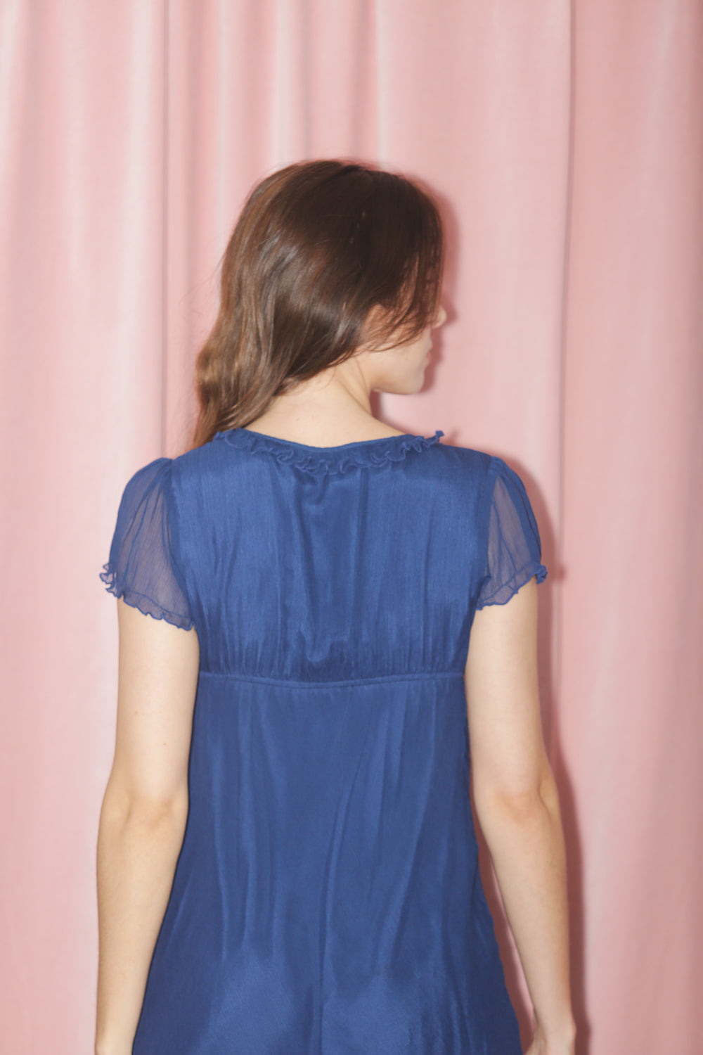 Blue Silk Slip Mini Dress (S)