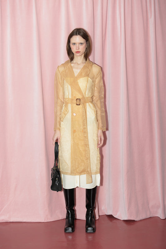Light Taupe Sheer Trench Coat (S)