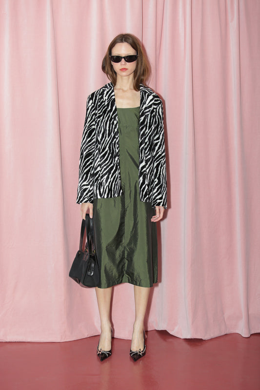 Zebra Faux Fur Jacket (L)