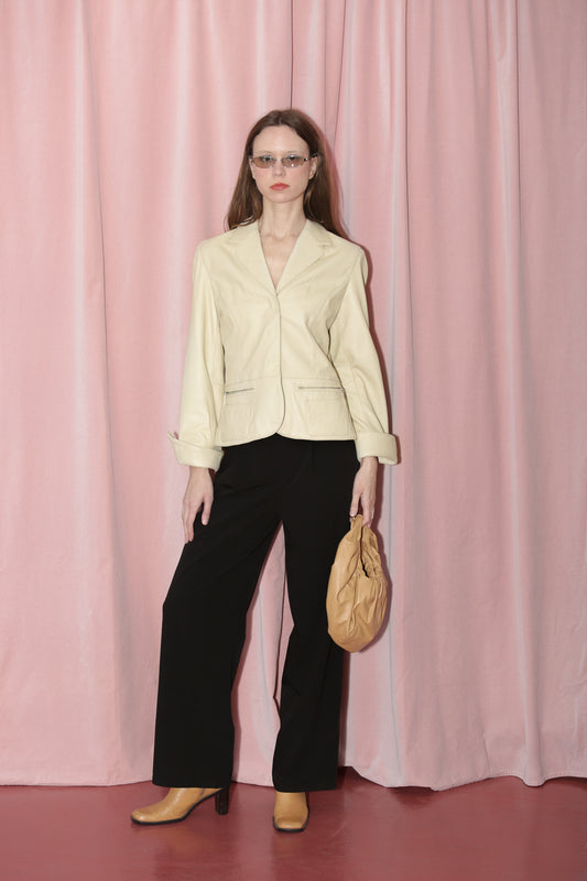 Ecru Leather Blazer (M)
