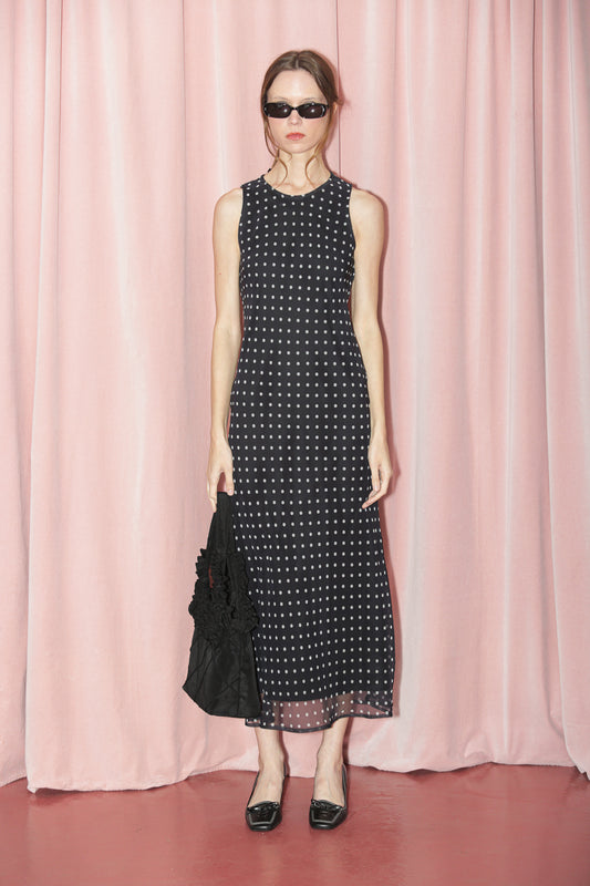 Black & White Polka Dot Slip Dress (S)