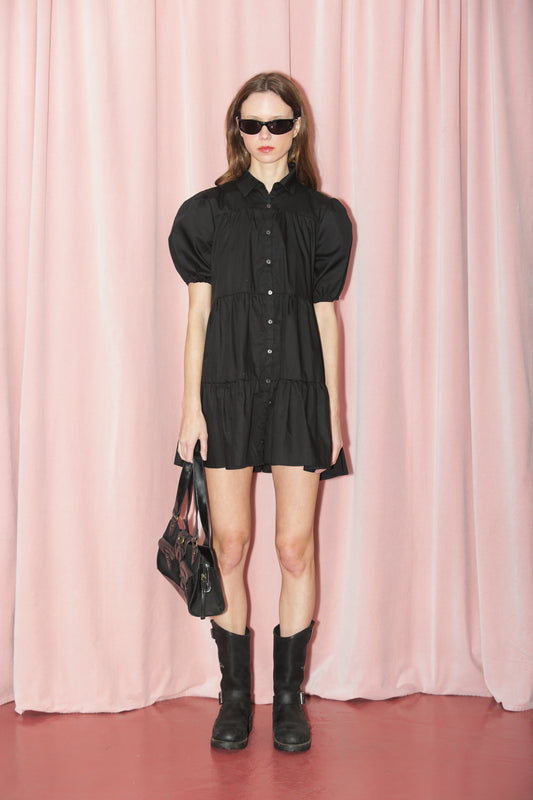Black Puff Sleeve Dress (S-M)