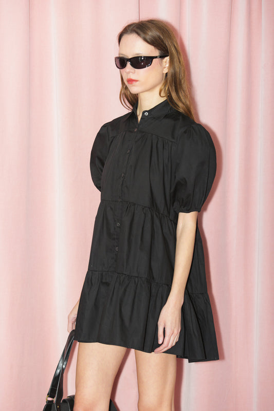 Black Puff Sleeve Dress (S-M)