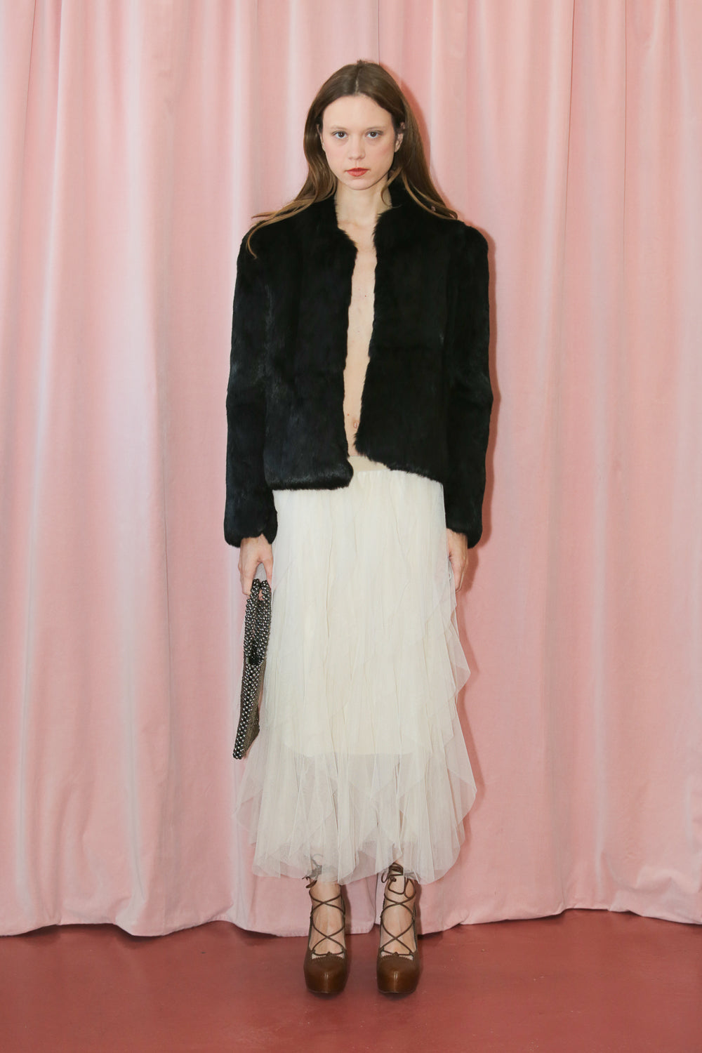 Black Faux Fur Coat  (M)