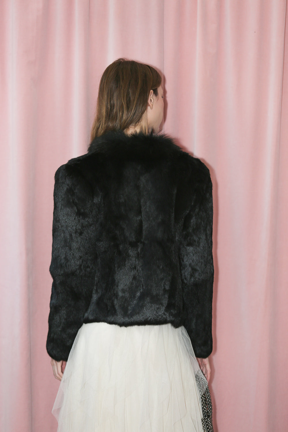 Black Faux Fur Coat  (M)