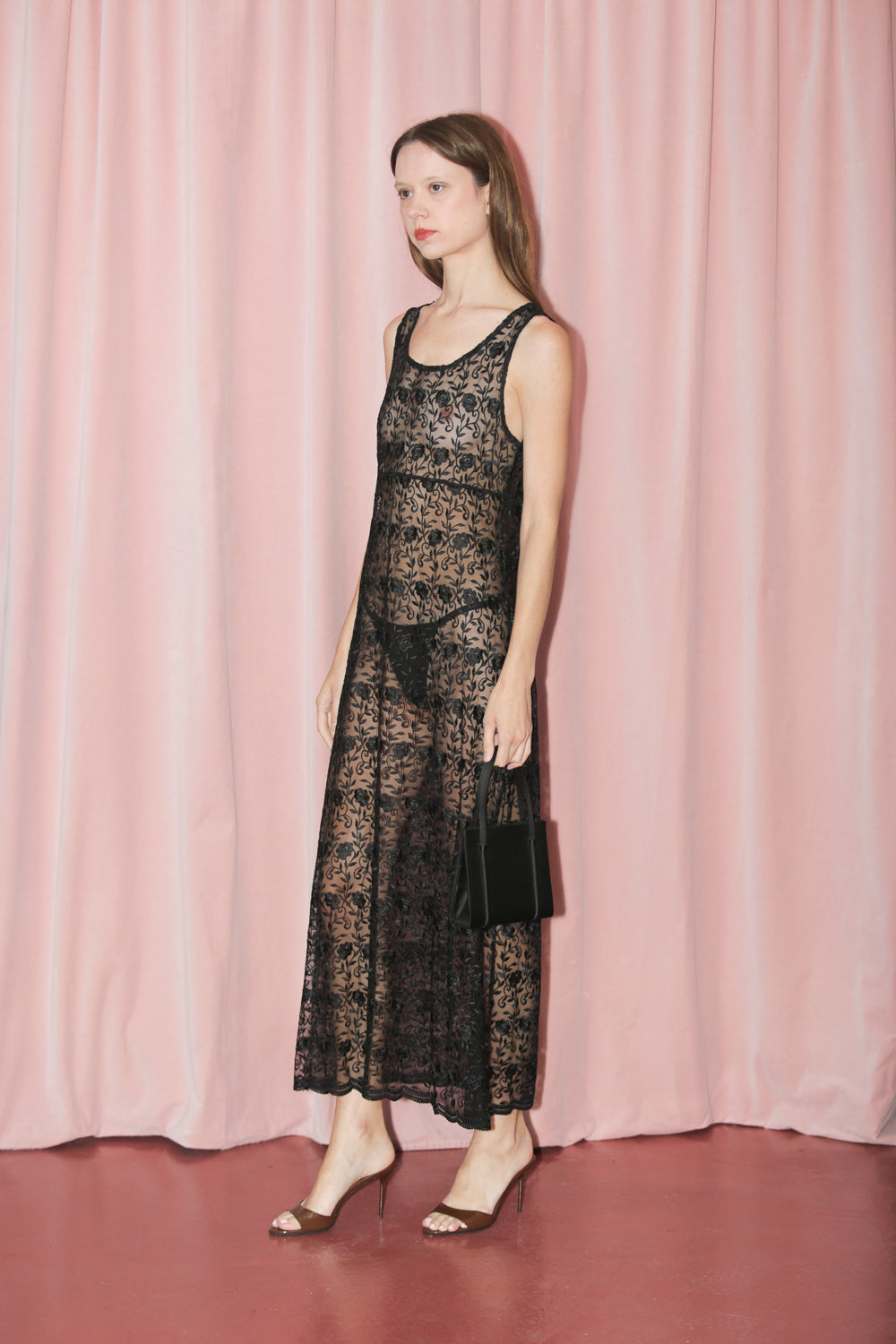 Black Sheer Slip Dress (S)