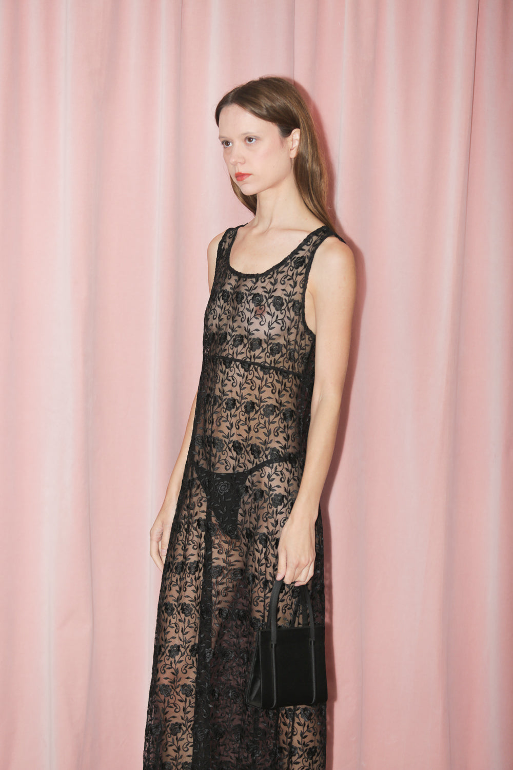 Black Sheer Slip Dress (S)