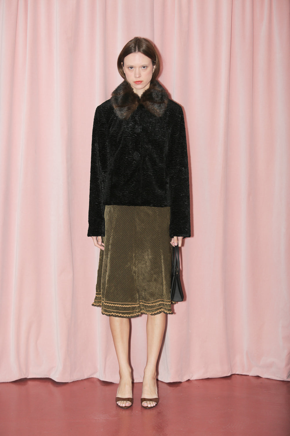 Black Faux Fur Coat (S)