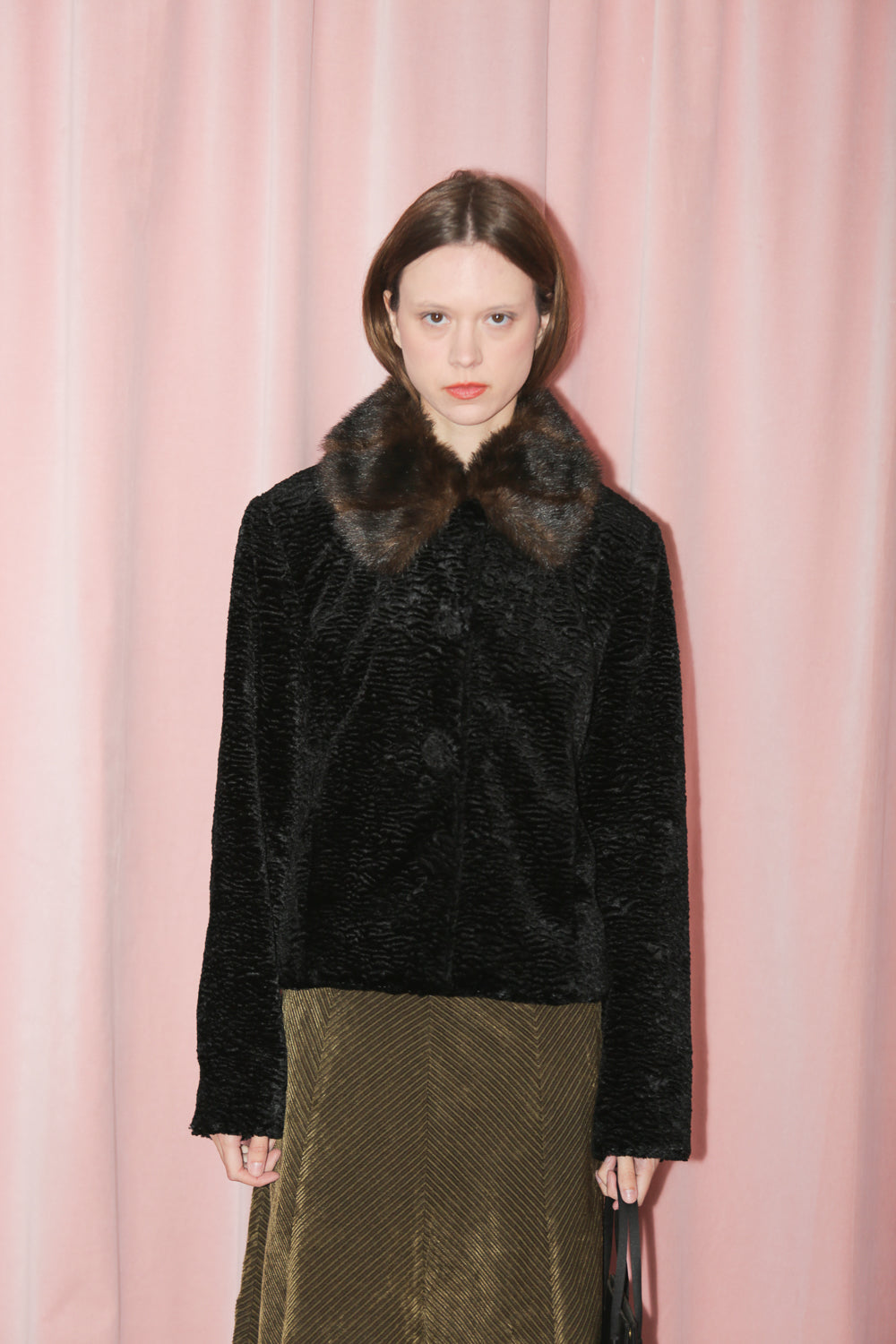 Black Faux Fur Coat (S)