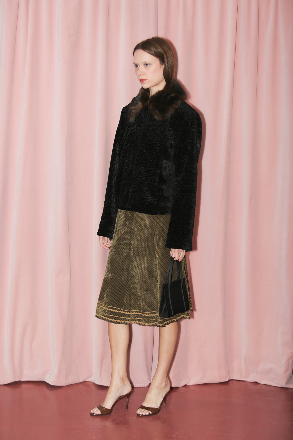 Black Faux Fur Coat (S)