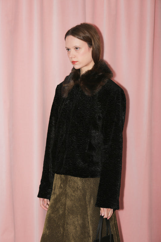 Black Faux Fur Coat (S)