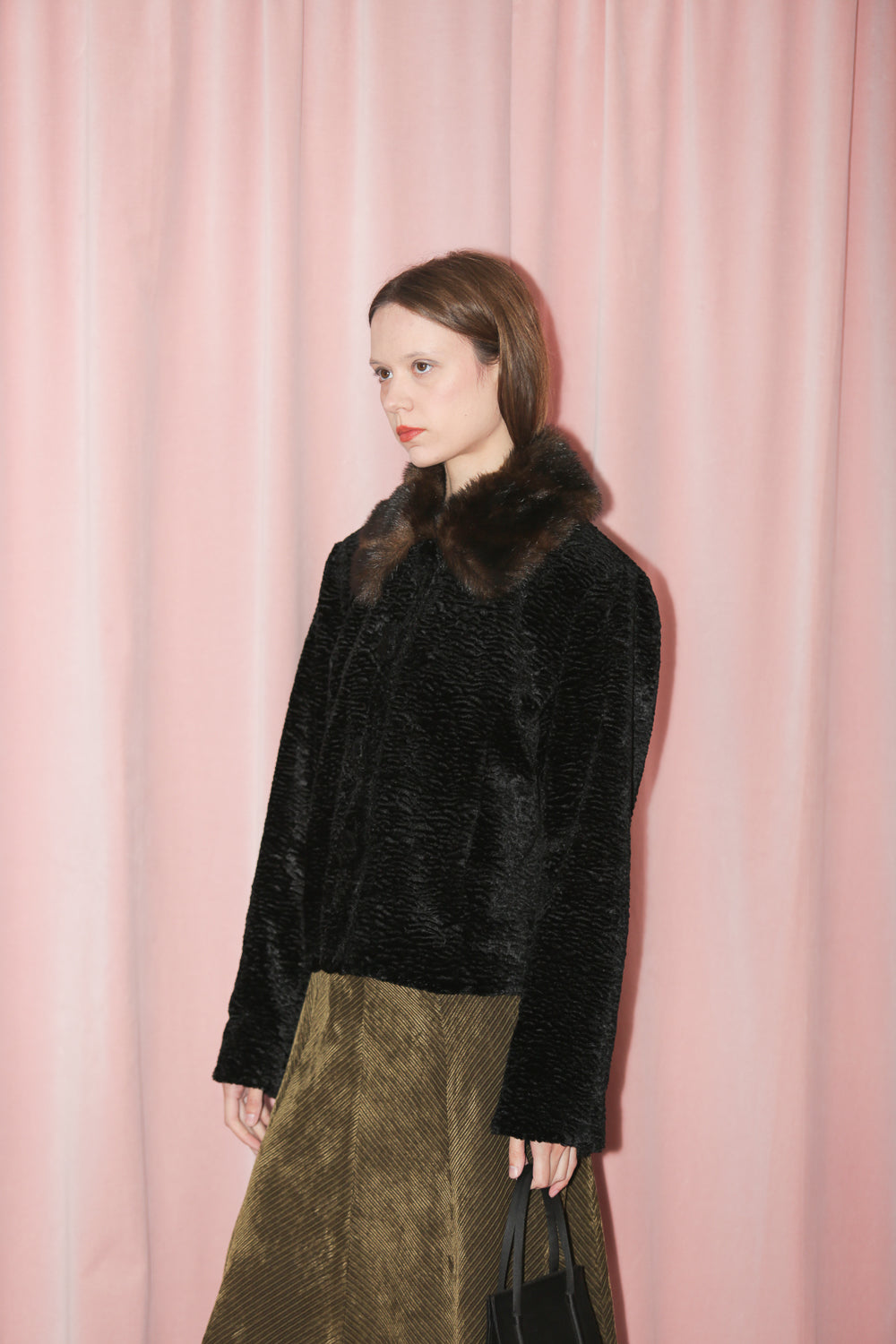 Black Faux Fur Coat (S)