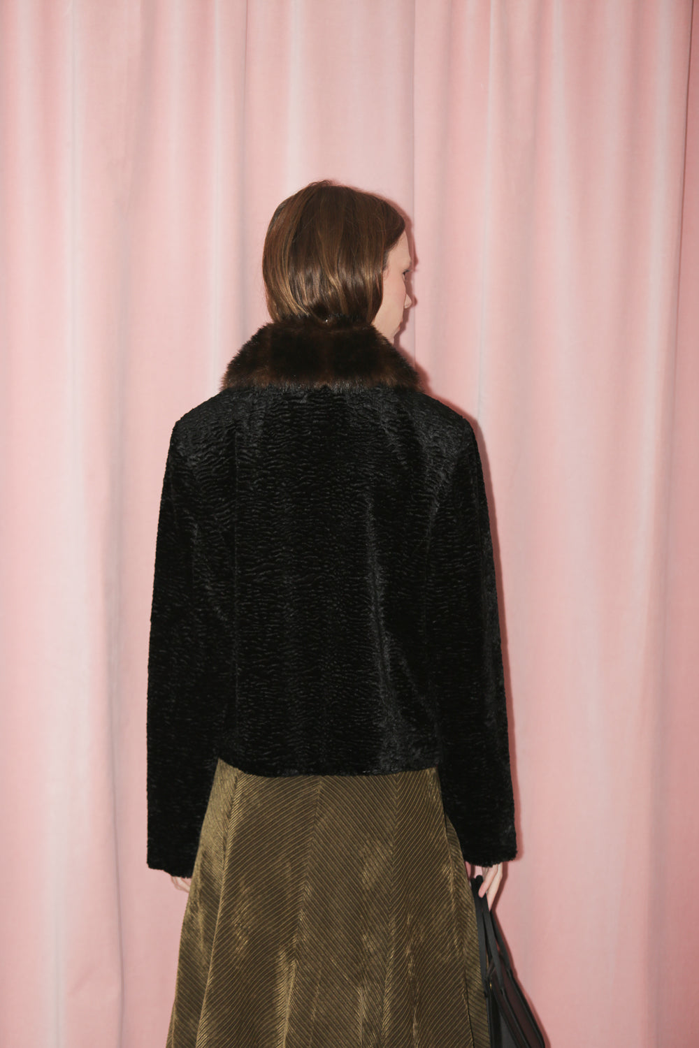 Black Faux Fur Coat (S)