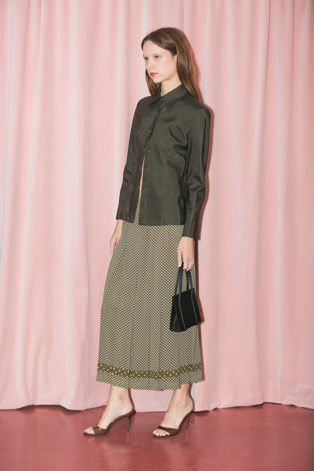 Verdant Green Polkadot Skirt (S)