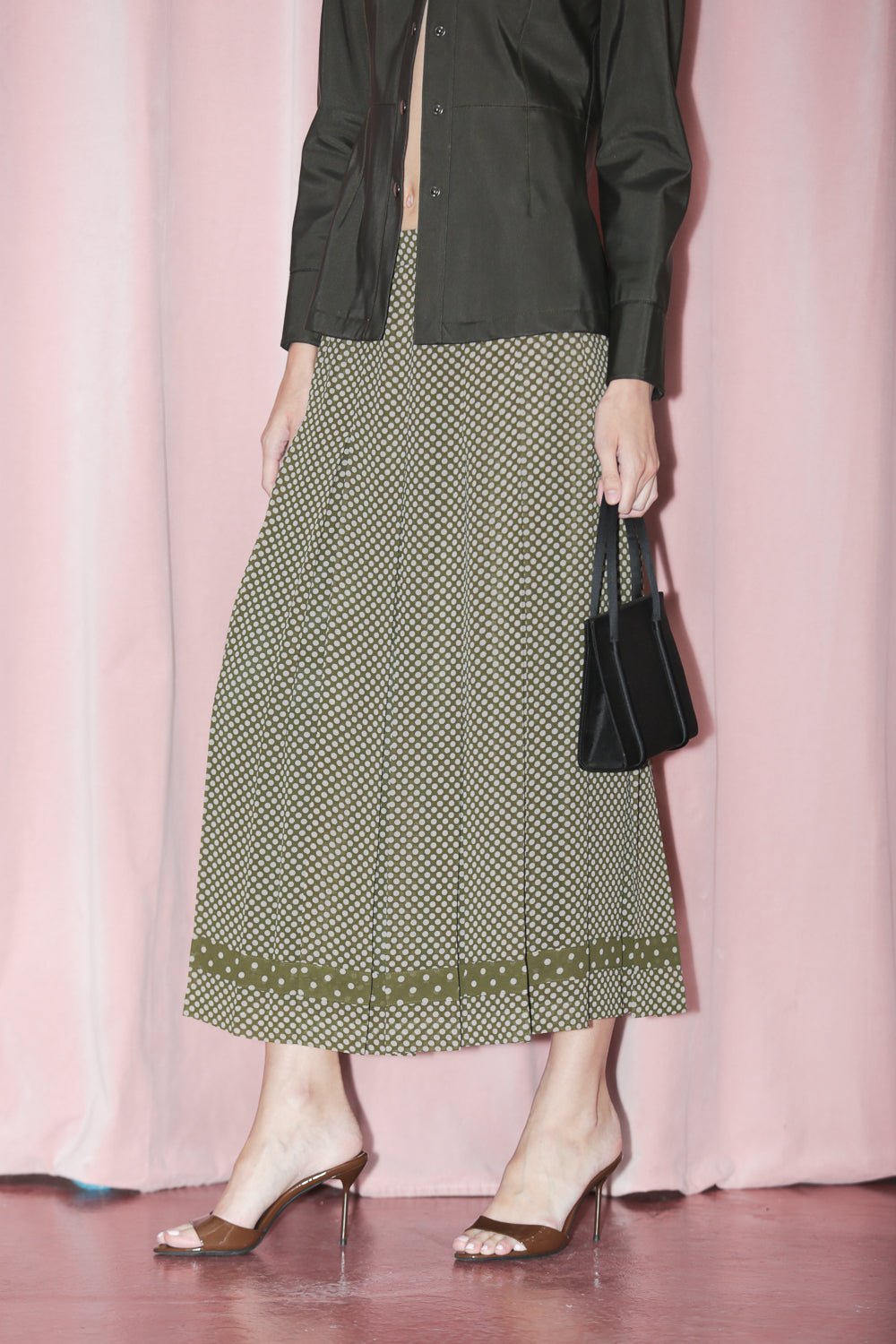 Verdant Green Polkadot Skirt (S)