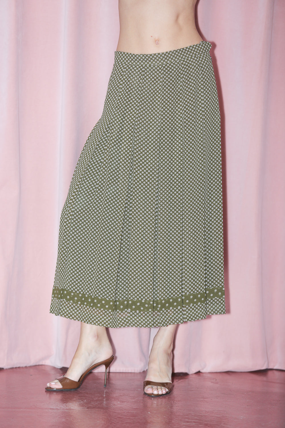Verdant Green Polkadot Skirt (S)