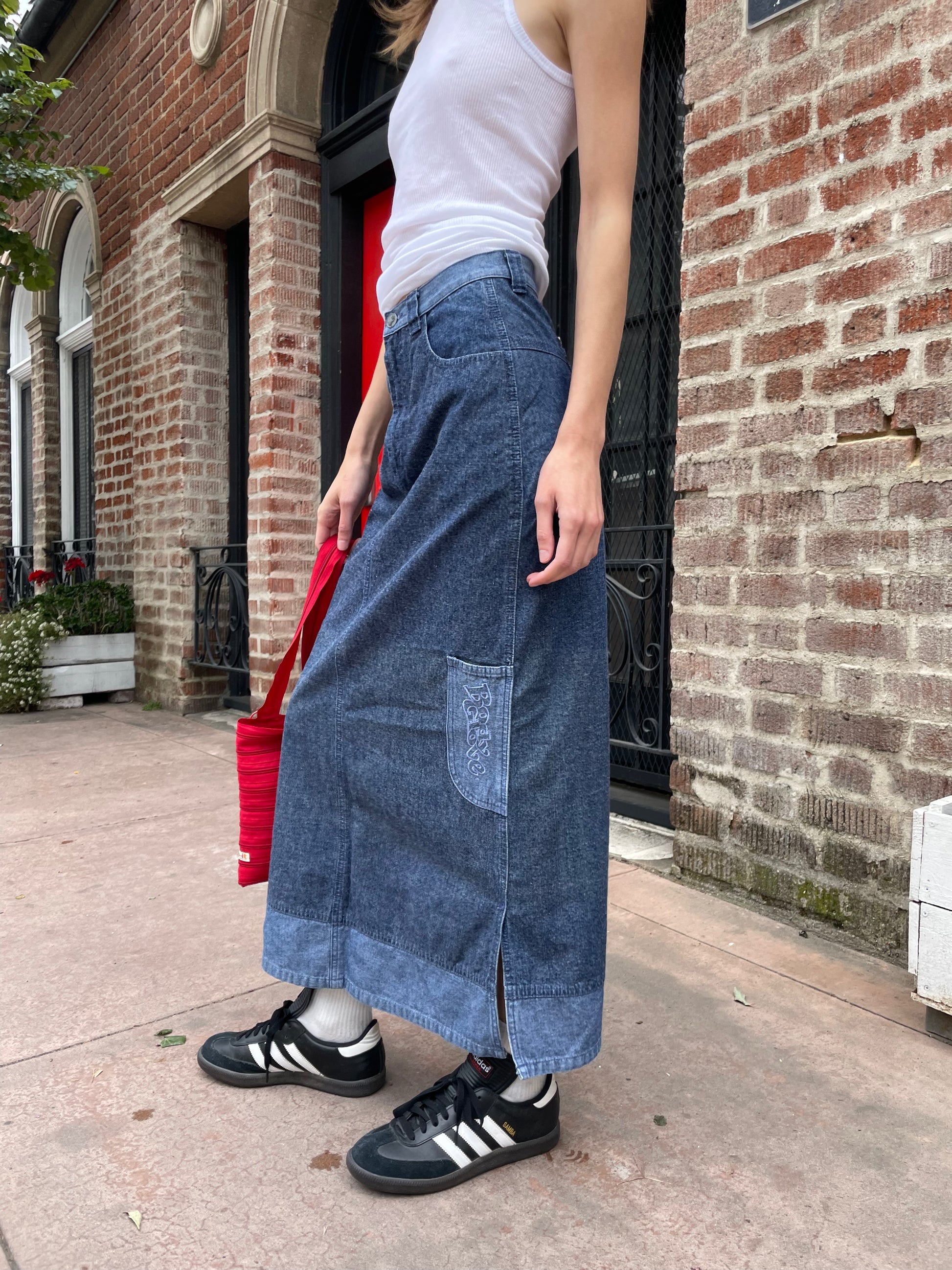 90s Jean Skirt S Shops Silver